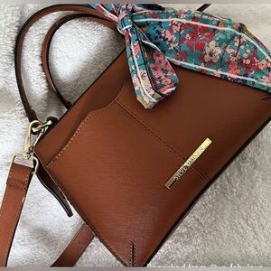 Steve Madden Breese Crossbody Satchel Purse Brown Cognac EUC